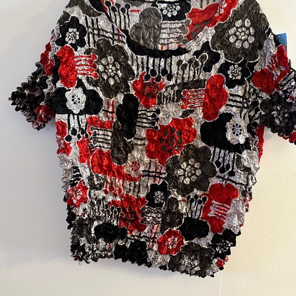 F.C Women's Designer Stretch Short-Sleeve Floral Blouse Top size x large - Picture 5 of 7